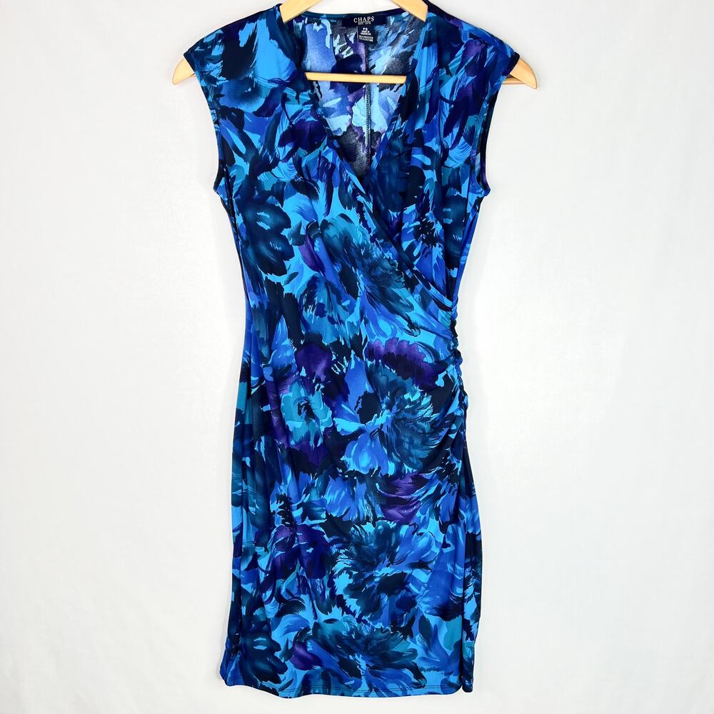 Chaps Blue Wrap Style Dress PS